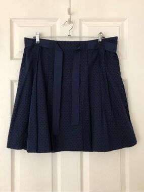 NWOT Isaac Mizrahi for Target Pleated Cotton Skirt with Belt Navy Blue Size 16